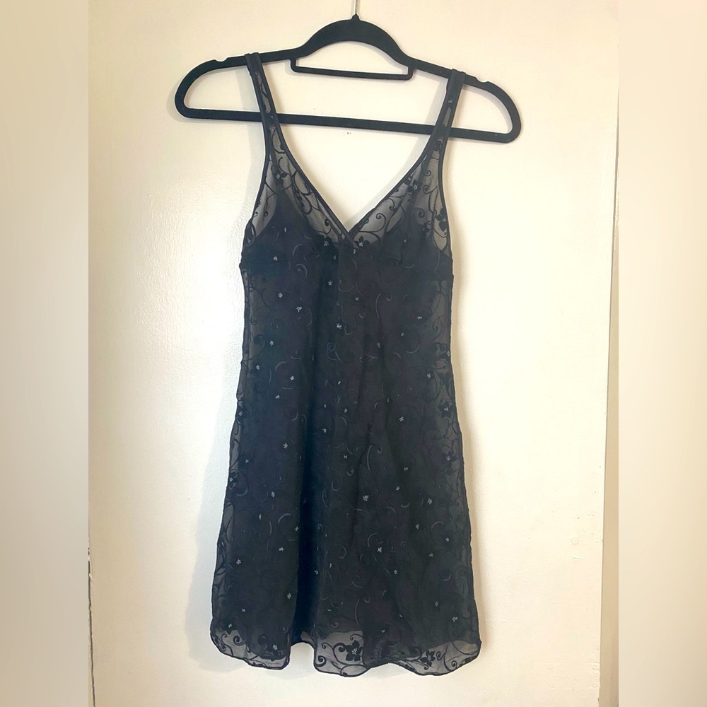 Vintage Cosabella Sheer Flock Chemise Slip Babydoll